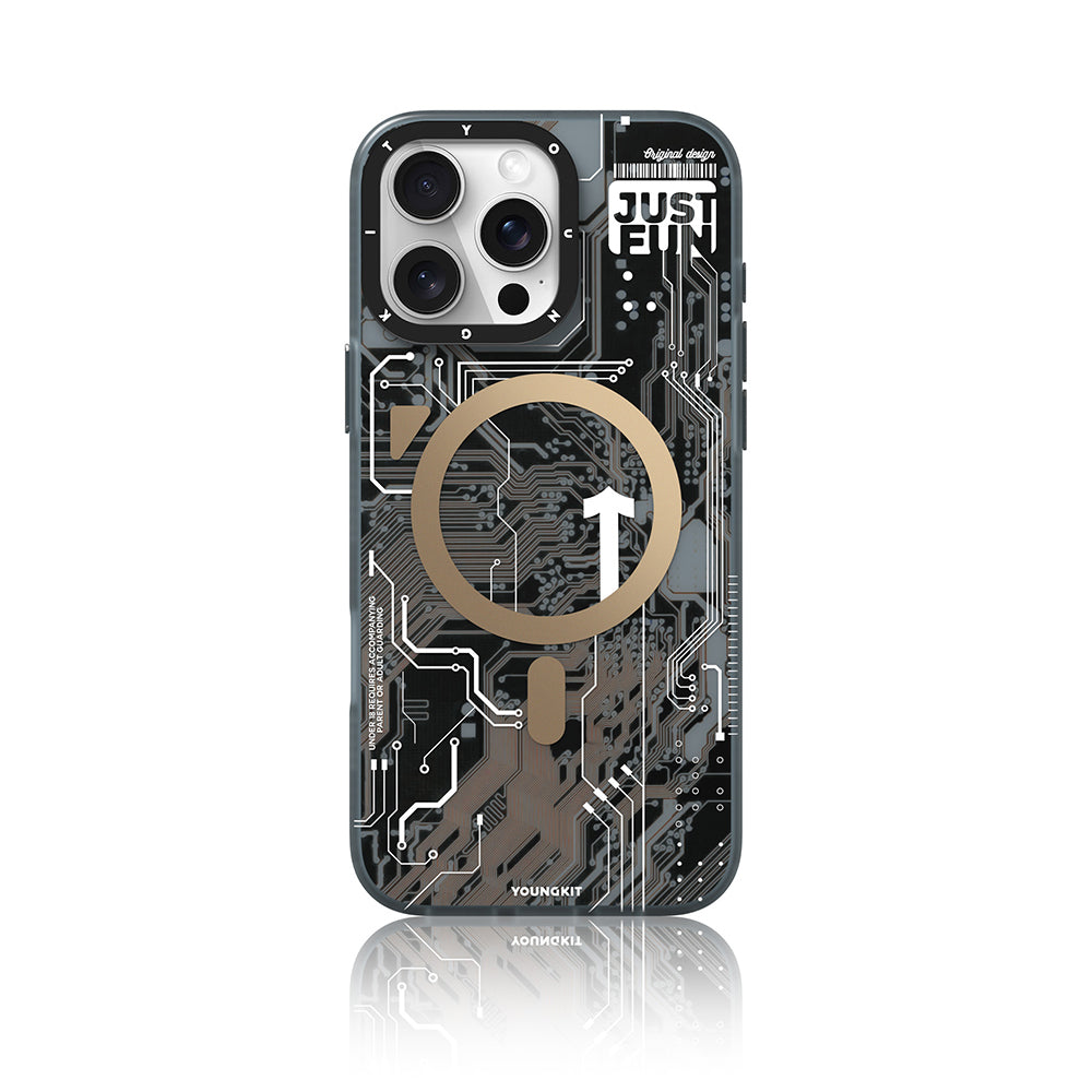iPhone 16 Pro Kılıf Magsafe Şarj Özellikli Youngkit Technology Serisi Kılıf Desert Gold