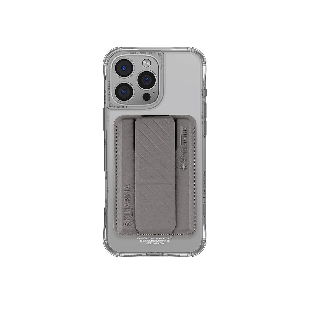 Apple iPhone 16 Pro Kılıf SkinArma Şeffaf M-safe Şarj Özellikli Prime Edition Kado Kartlıklı Saido Kapak Titanyum