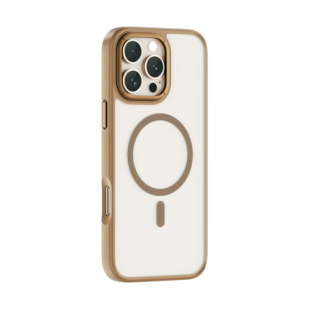 iPhone 16 Pro Kılıf Wiwu FGG-012 ArmorPro Serisi Magsafe Şarj Özellikli Parmak İzi Bırakmayan Kılıf Gold