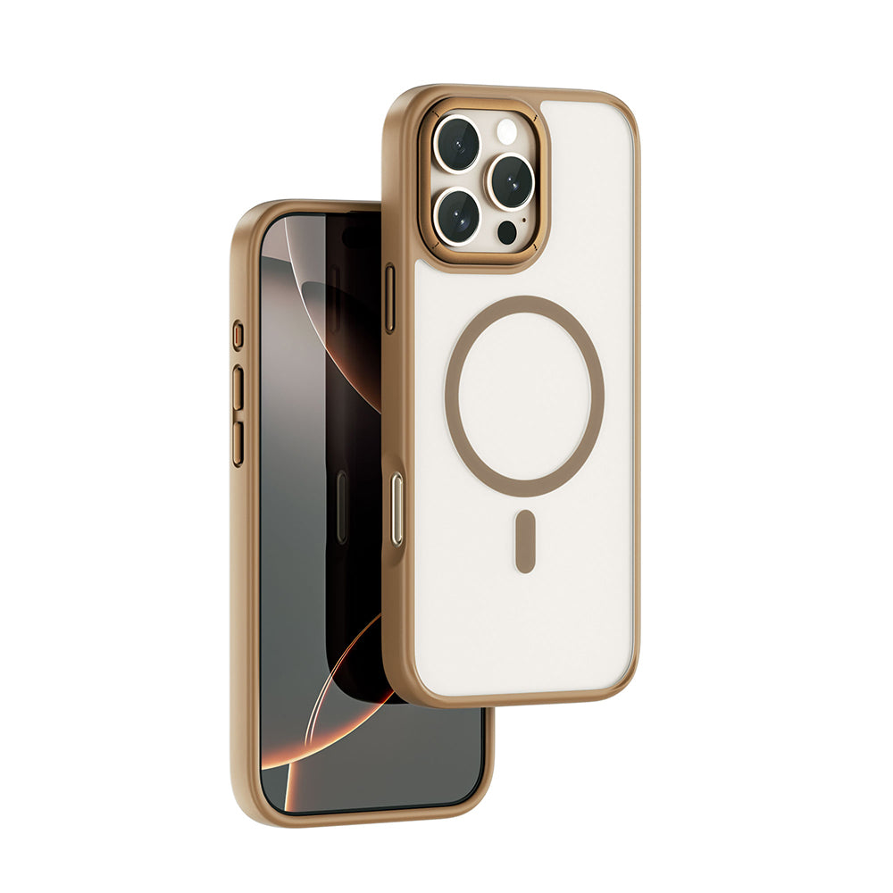iPhone 16 Pro Kılıf Wiwu FGG-012 ArmorPro Serisi Magsafe Şarj Özellikli Parmak İzi Bırakmayan Kılıf Gold