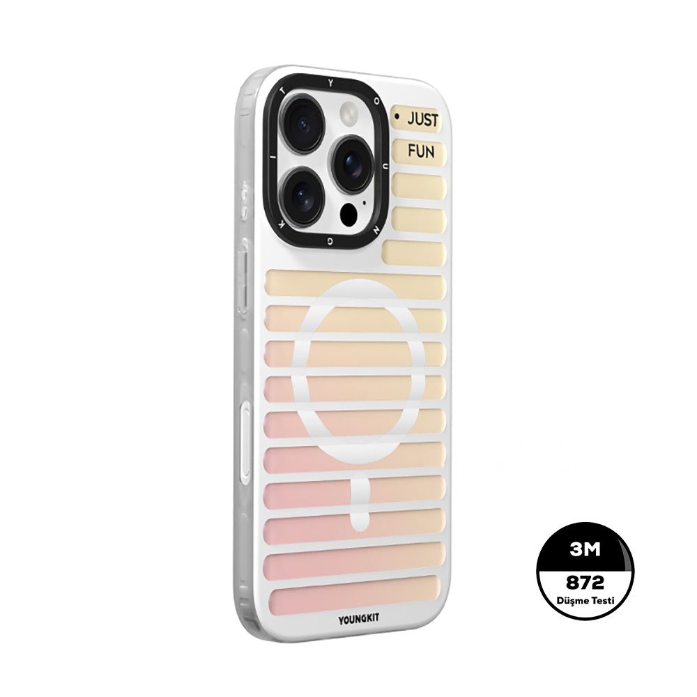 iPhone 16 Pro Magsafe Şarj Özellikli Youngkit Geek Serisi Kılıf Beyaz