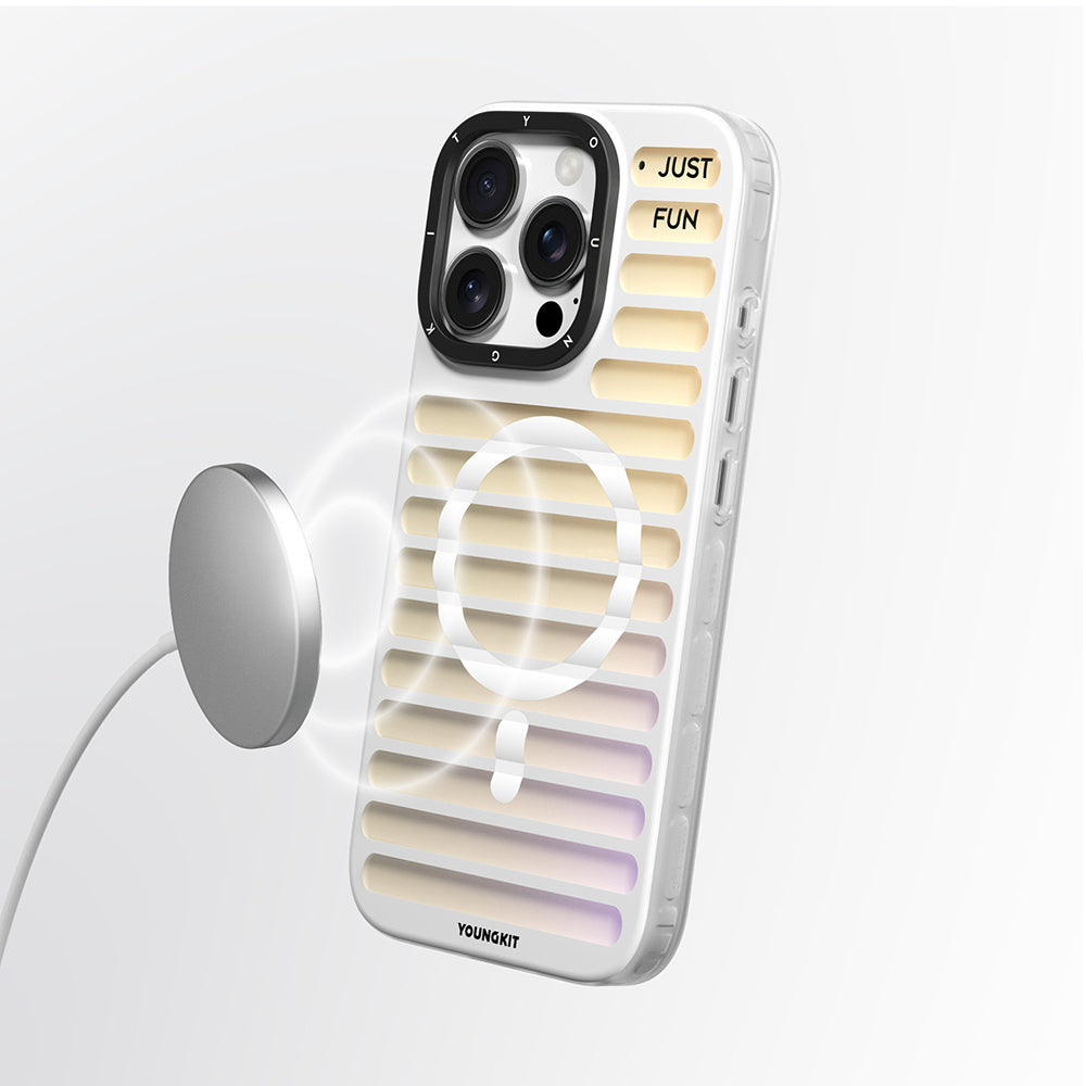 iPhone 16 Pro Magsafe Şarj Özellikli Youngkit Geek Serisi Kılıf Beyaz