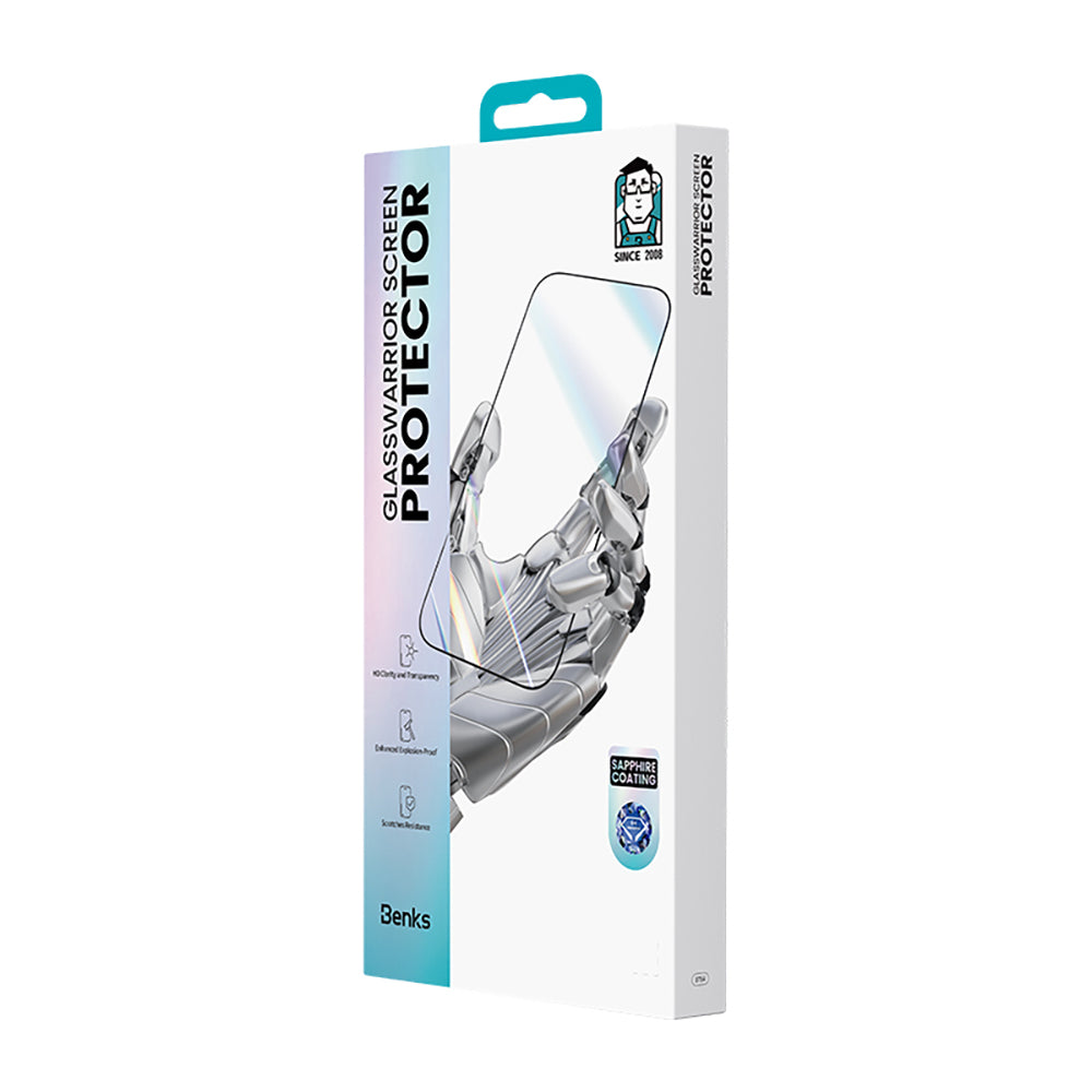 Apple iPhone 16 Pro Max Benks Glass Warrior Safir Coating Ultra İnce Cam Ekran Koruyucu Siyah