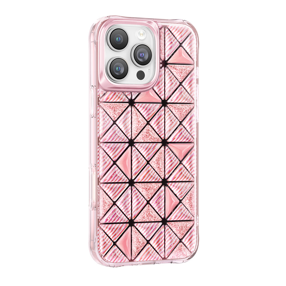 Apple iPhone 16 Pro Max Kılıf 3D Buz Blok Desenli Zore Paris Kairo TPU Kapak Pembe