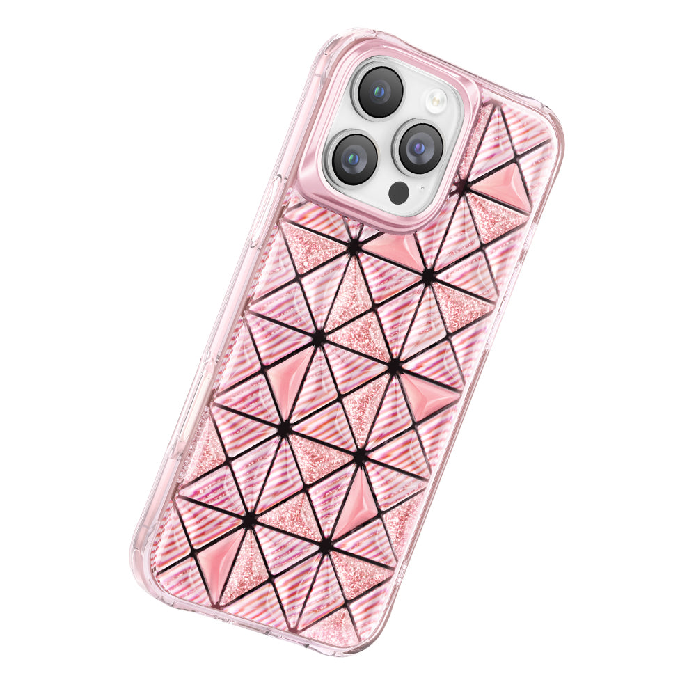 Apple iPhone 16 Pro Max Kılıf 3D Buz Blok Desenli Zore Paris Kairo TPU Kapak Pembe