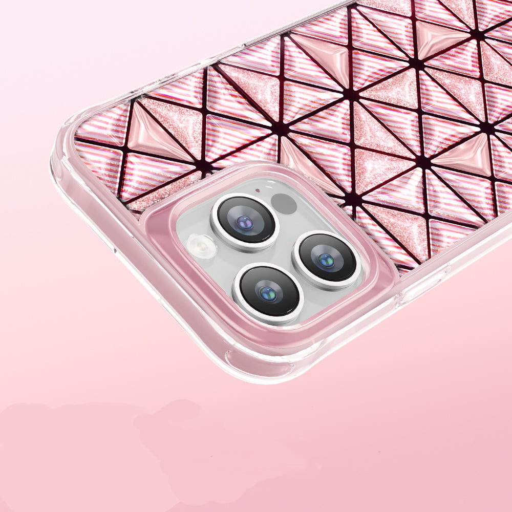 Apple iPhone 16 Pro Max Kılıf 3D Buz Blok Desenli Zore Paris Kairo TPU Kapak Pembe