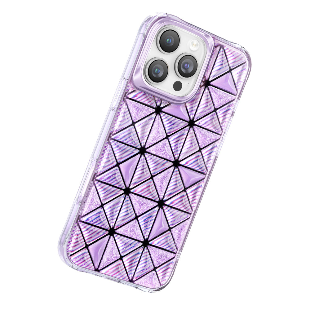 Apple iPhone 16 Pro Max Kılıf 3D Buz Blok Desenli Zore Paris Kairo TPU Kapak Mor