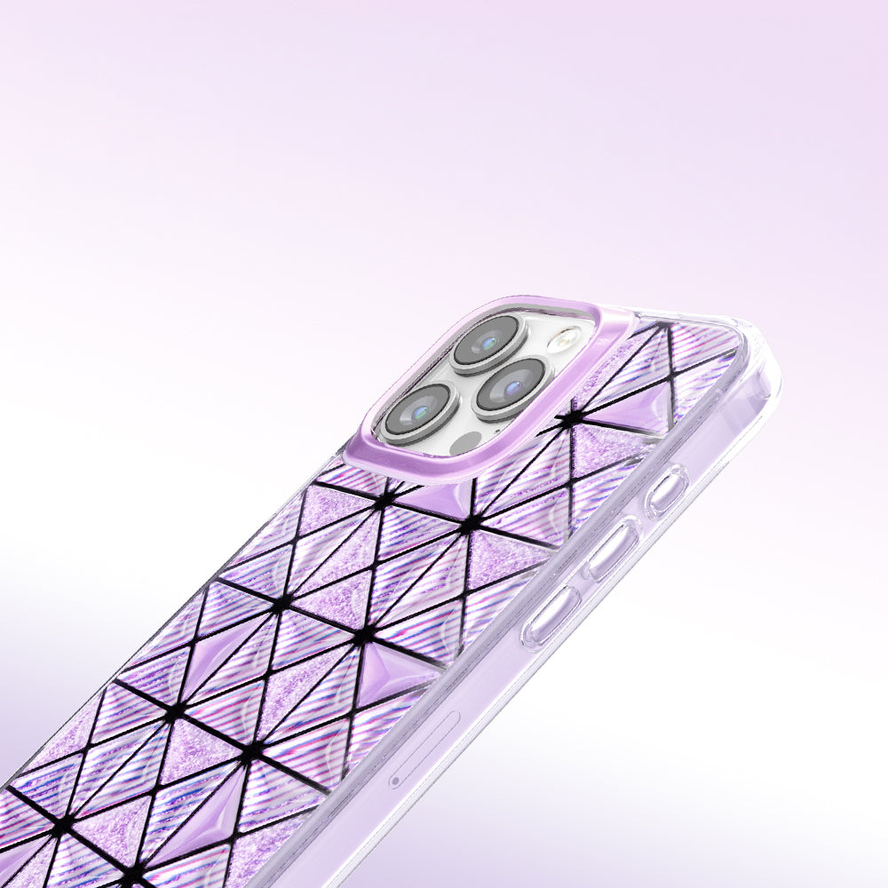 Apple iPhone 16 Pro Max Kılıf 3D Buz Blok Desenli Zore Paris Kairo TPU Kapak Mor