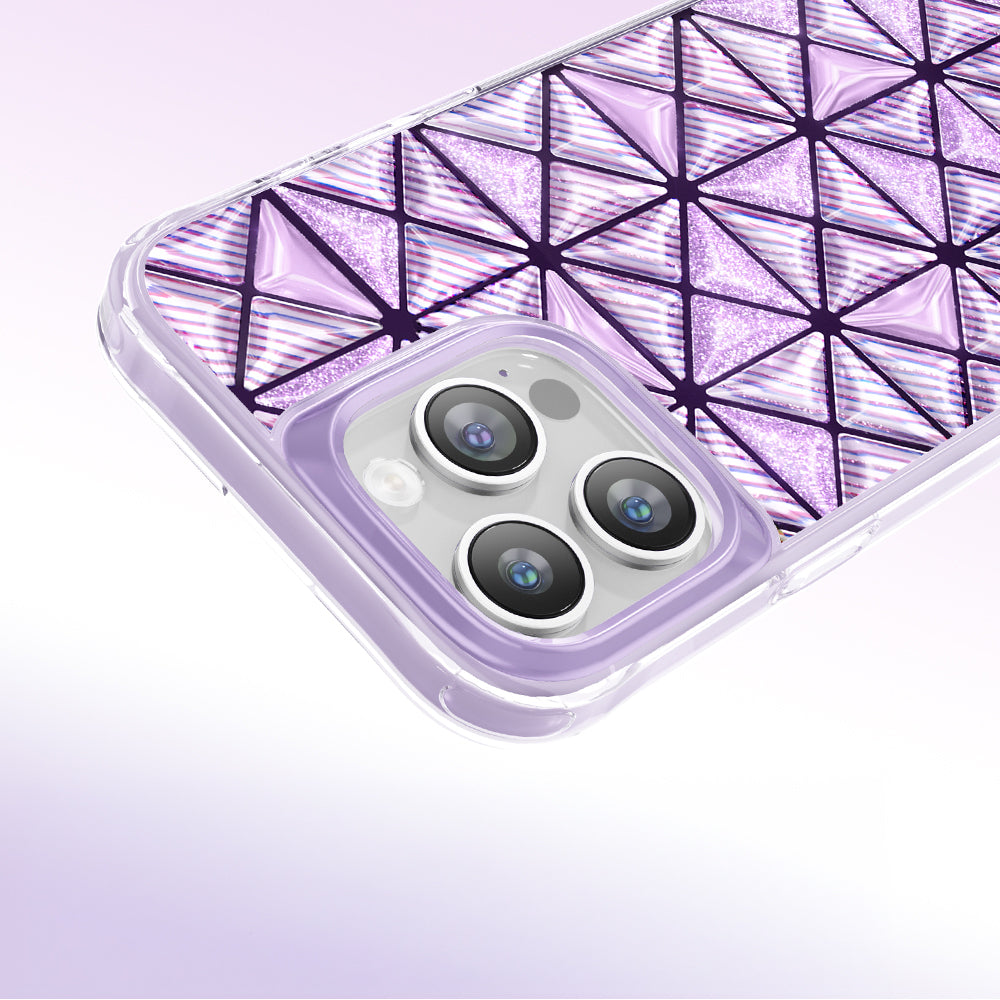 Apple iPhone 16 Pro Max Kılıf 3D Buz Blok Desenli Zore Paris Kairo TPU Kapak Mor