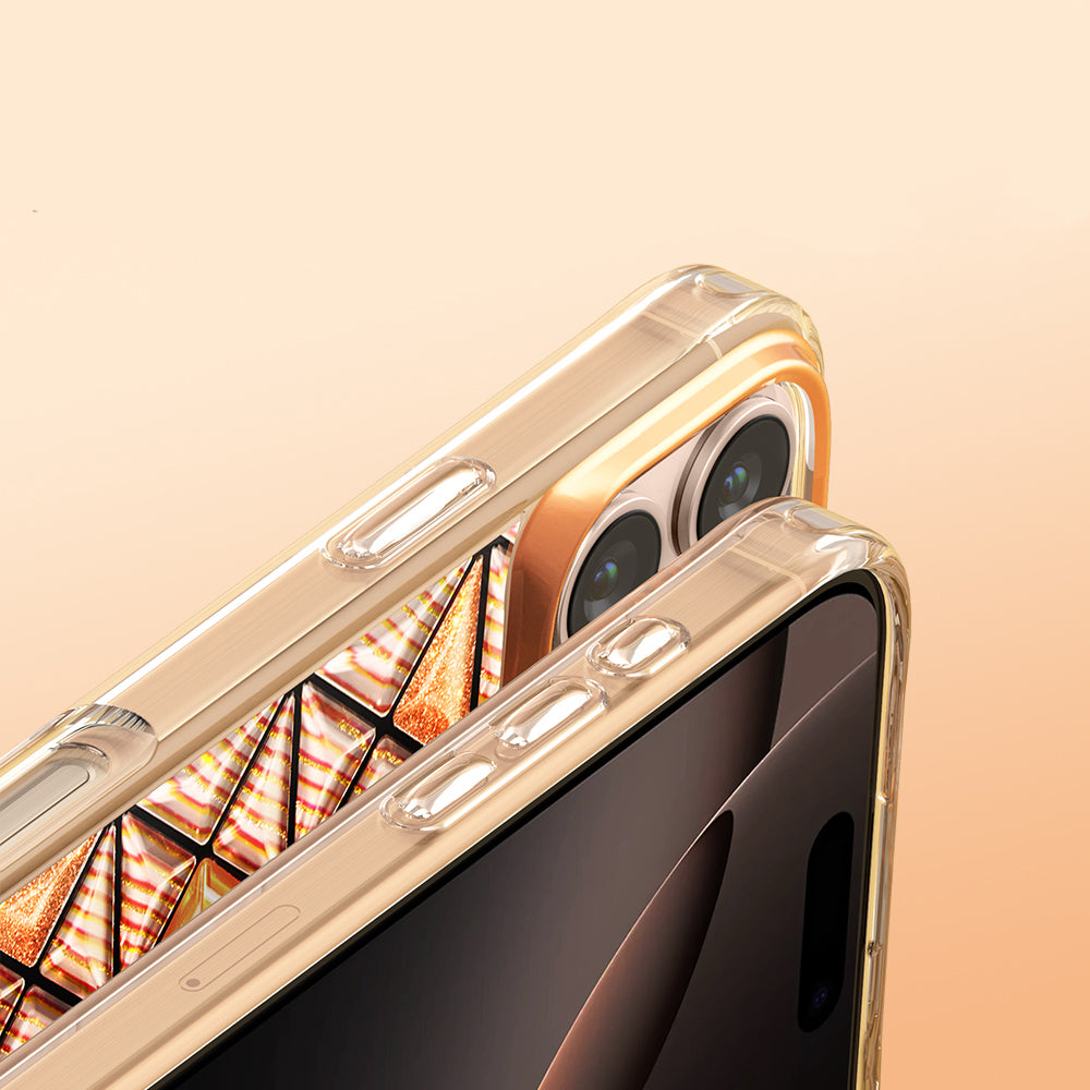 Apple iPhone 16 Pro Max Kılıf 3D Buz Blok Desenli Zore Paris Kairo TPU Kapak Turuncu