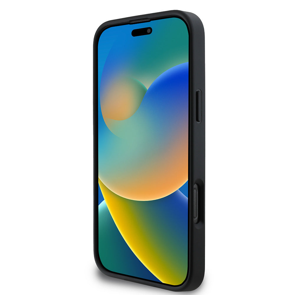 iPhone 16 Pro Max Kılıf DKNY Orjinal Lisanslı Kapitone Tasarımlı Metal Logolu Deri Kılıf Siyah