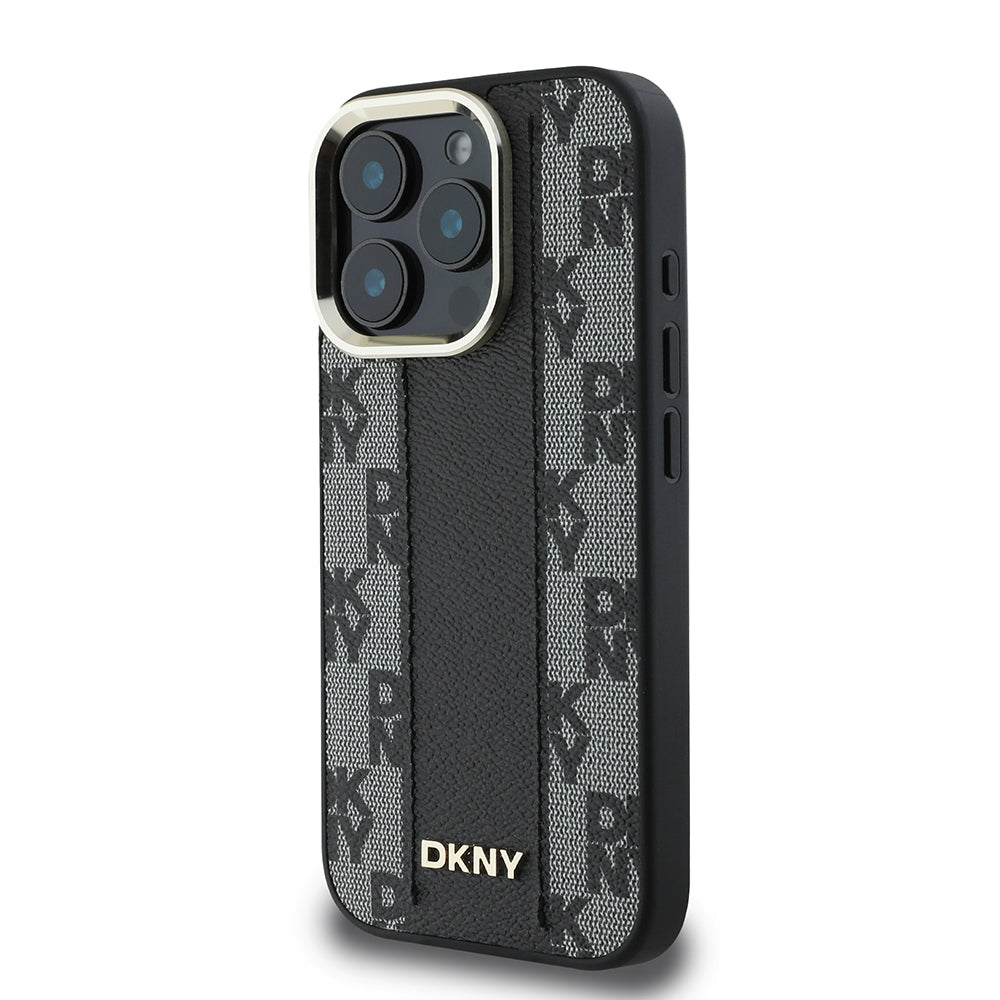 iPhone 16 Pro Max Kılıf DKNY Orjinal Lisanslı Magsafe Şarj Özellikli 3D Yazılı Checkered Pattern Kılıf Bej