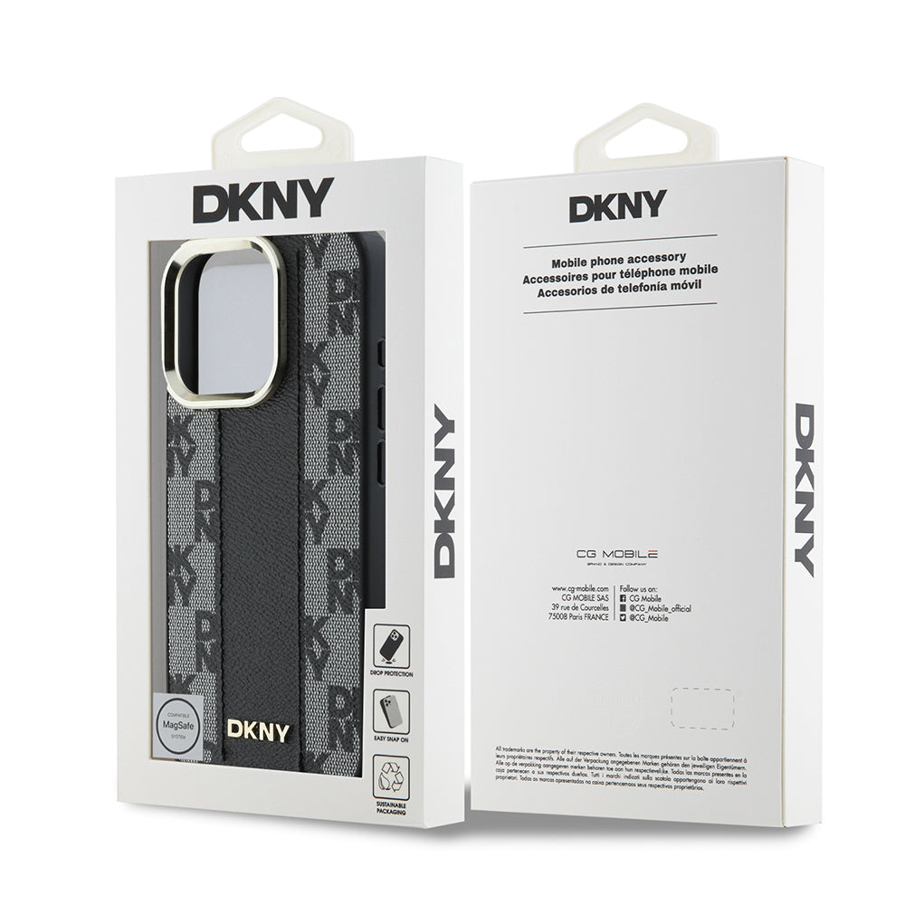 iPhone 16 Pro Max Kılıf DKNY Orjinal Lisanslı Magsafe Şarj Özellikli 3D Yazılı Checkered Pattern Kılıf Bej
