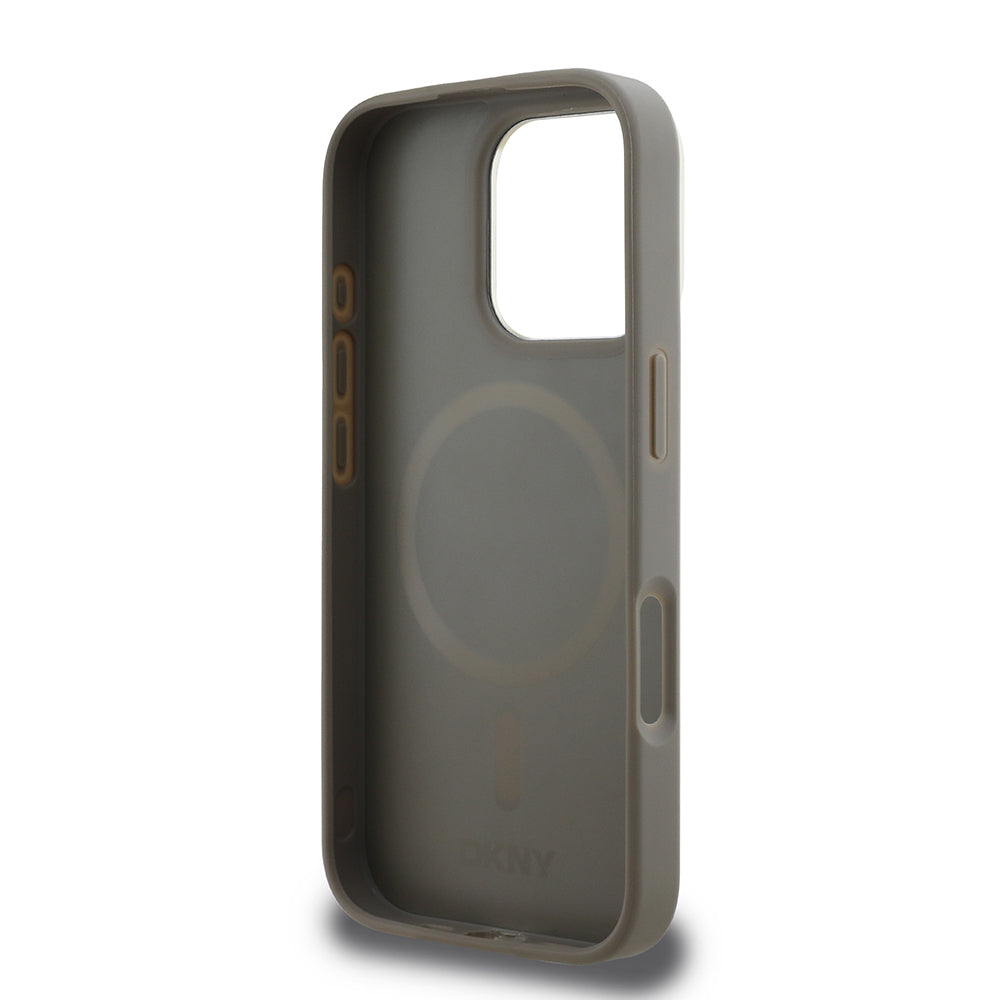 iPhone 16 Pro Max Kılıf DKNY Orjinal Lisanslı Magsafe Şarj Özellikli 3D Yazılı Checkered Pattern Kılıf Bej