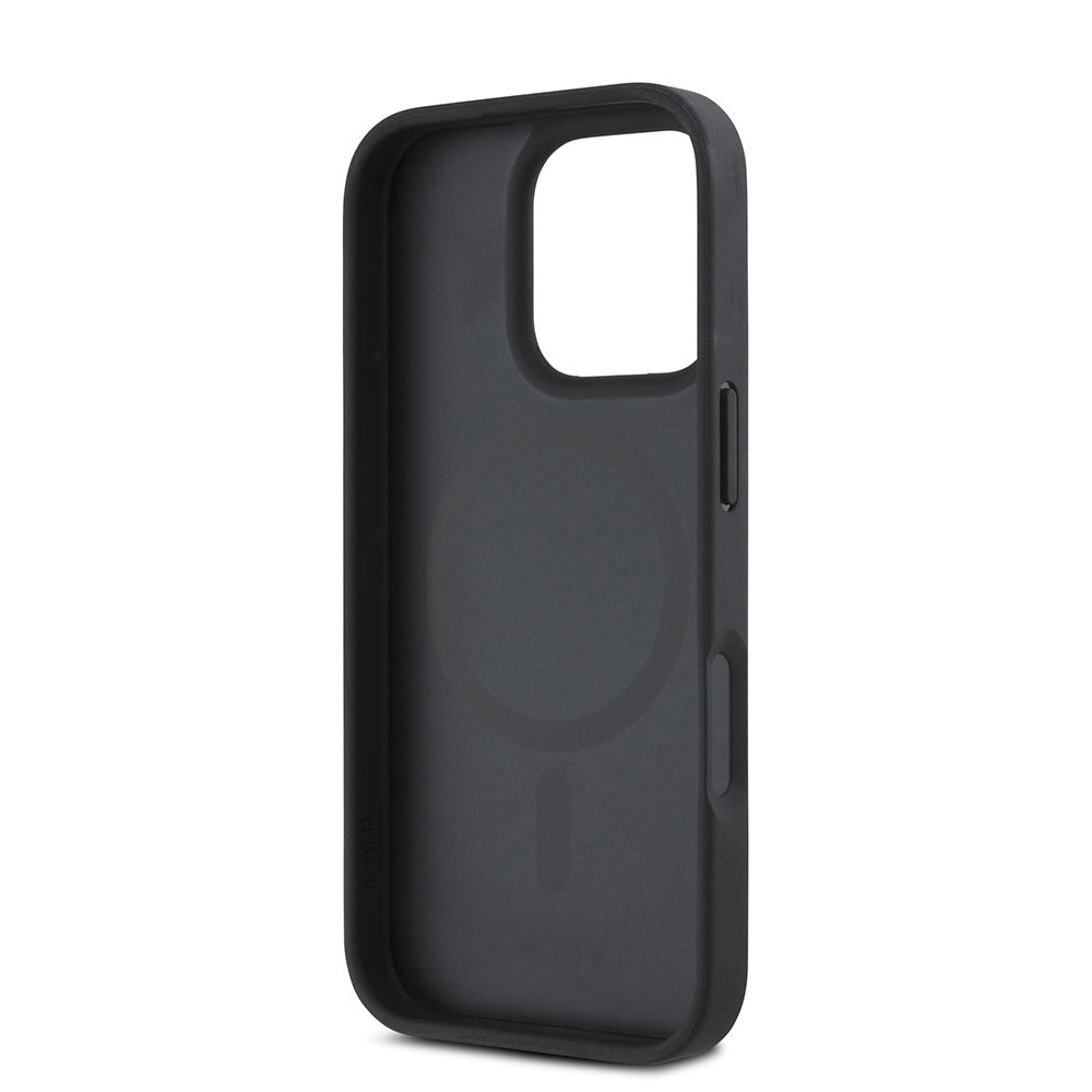 iPhone 16 Pro Max Kılıf DKNY Orjinal Lisanslı Magsafe Şarj Özellikli 3D Yazılı Repeat Pattern Kılıf Siyah