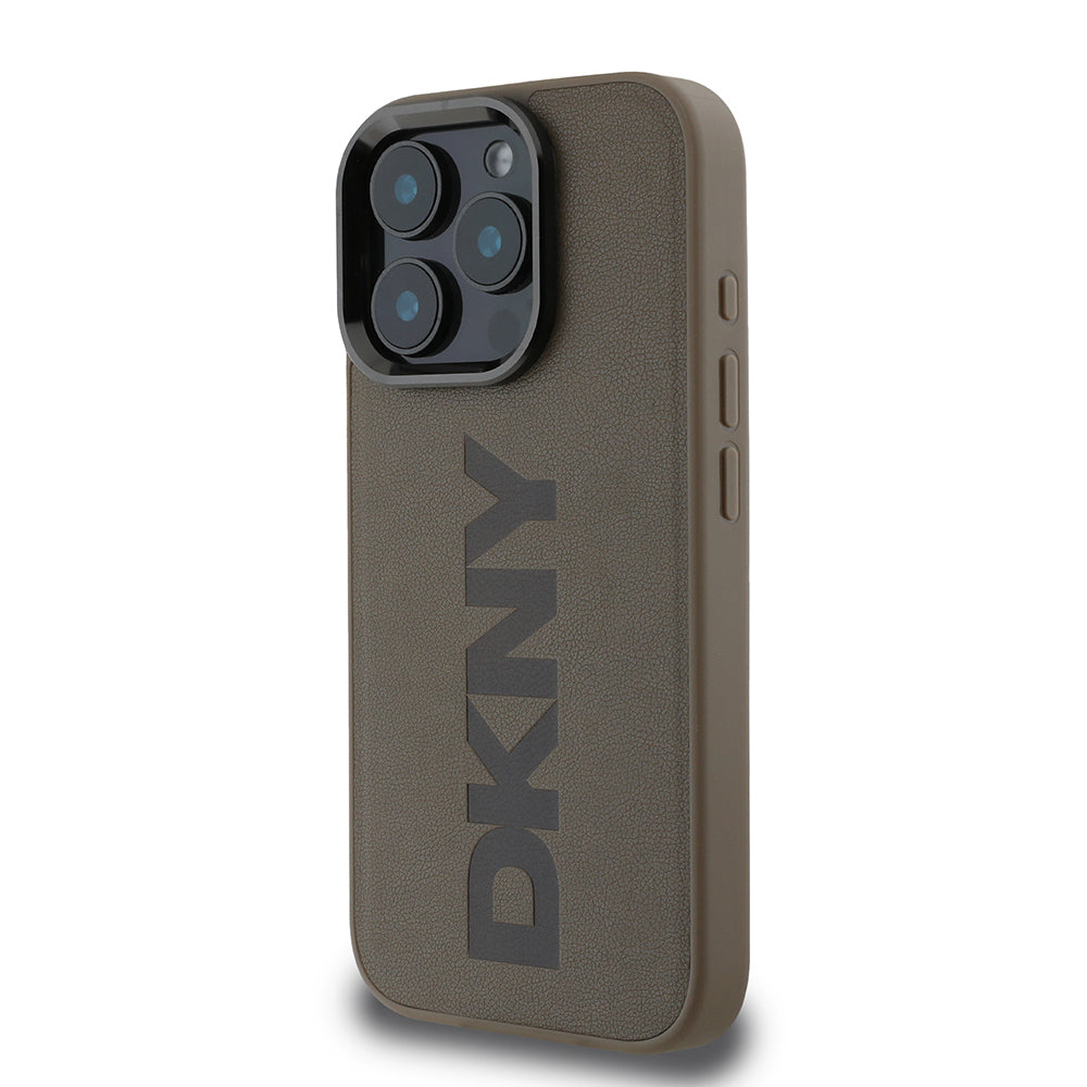 iPhone 16 Pro Max Kılıf DKNY Orjinal Lisanslı Magsafe Şarj Özellikli PU Deri Plain Kılıf Gri