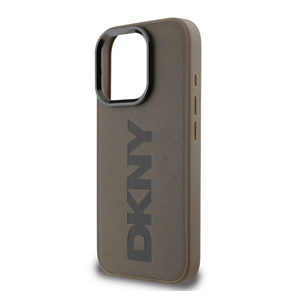 iPhone 16 Pro Max Kılıf DKNY Orjinal Lisanslı Magsafe Şarj Özellikli PU Deri Plain Kılıf Gri