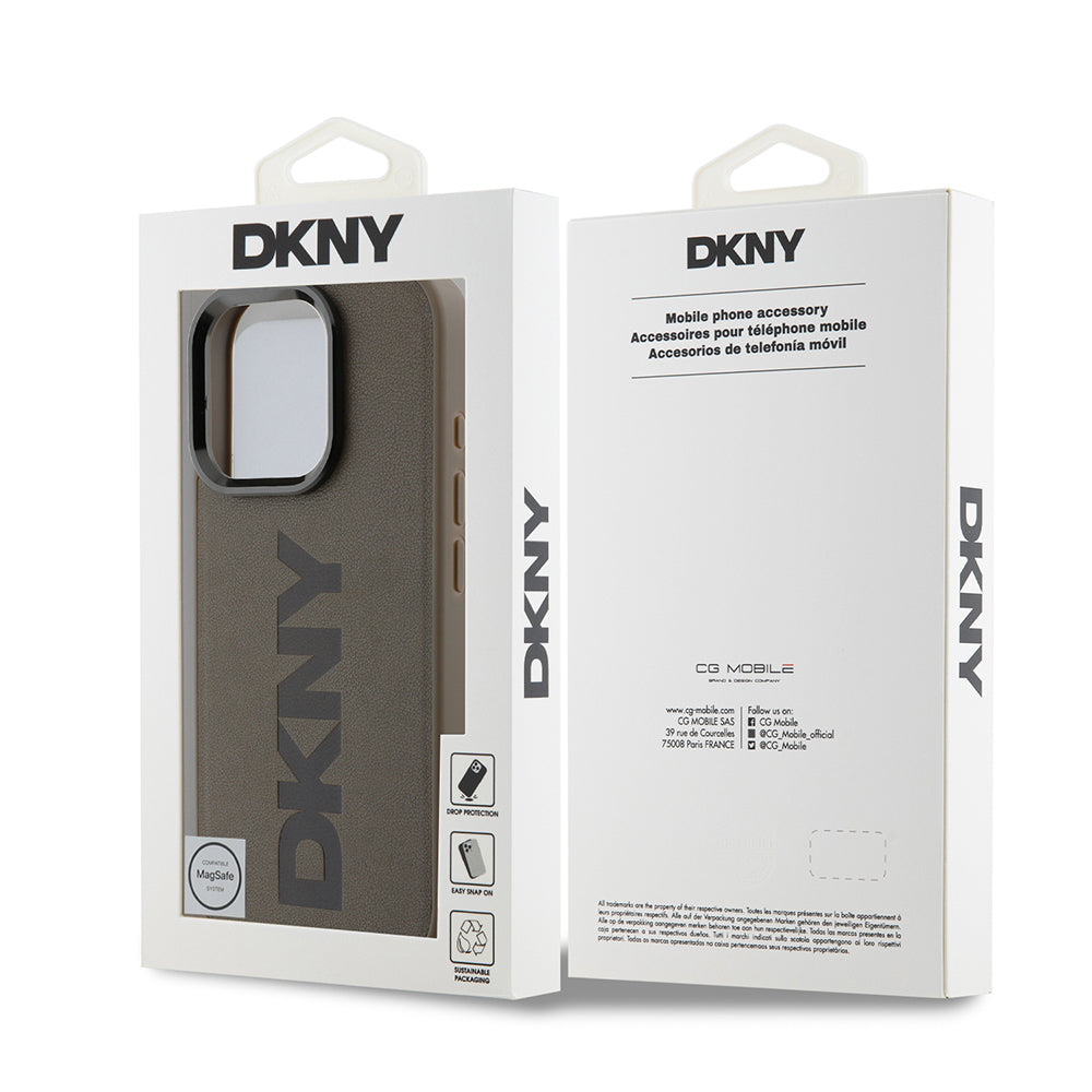 iPhone 16 Pro Max Kılıf DKNY Orjinal Lisanslı Magsafe Şarj Özellikli PU Deri Plain Kılıf Gri
