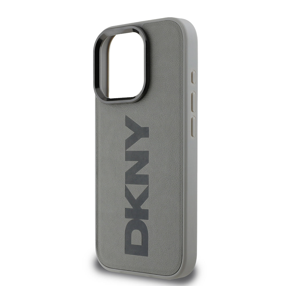 iPhone 16 Pro Max Kılıf DKNY Orjinal Lisanslı Magsafe Şarj Özellikli PU Deri Plain Kılıf Gri