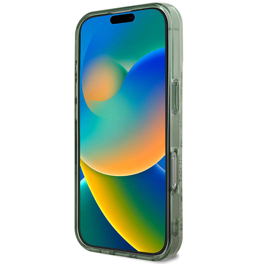 Apple iPhone 16 Pro Max Kılıf Guess Orjinal Lisanslı Magsafe Şarj Özellikli Flower Tonal Circle Kapak Yeşil
