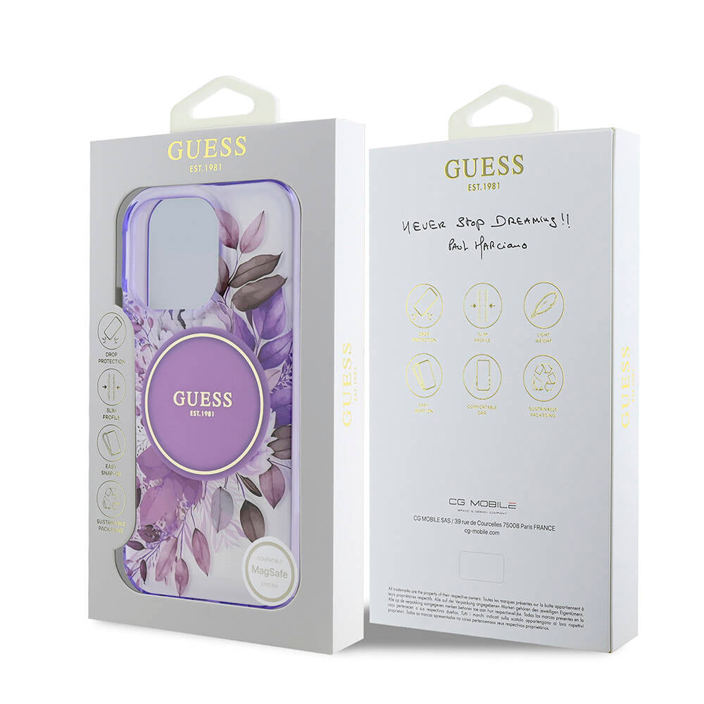 Apple iPhone 16 Pro Max Kılıf Guess Orjinal Lisanslı Magsafe Şarj Özellikli Flower Tonal Circle Kapak Yeşil