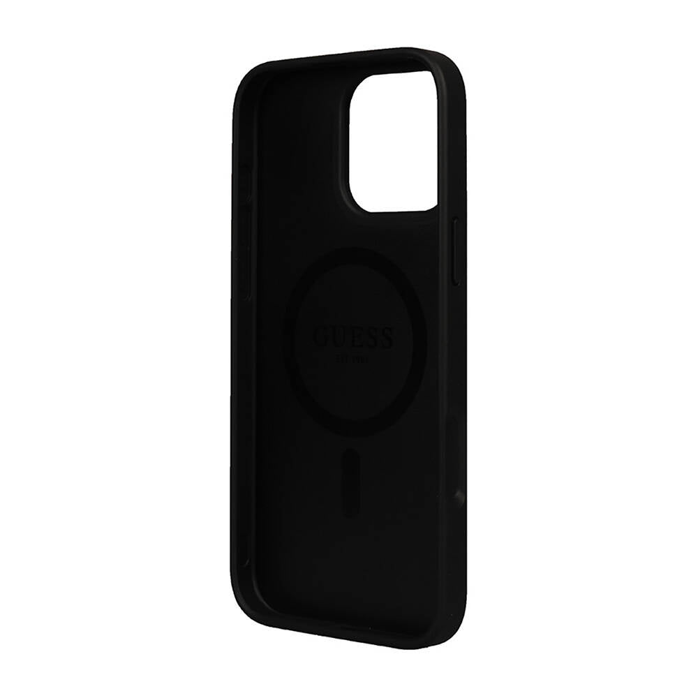 Apple iPhone 16 Pro Max Kılıf Guess Orjinal Lisanslı Magsafe Şarj Özellikli Small 4G Classic Kapak Siyah