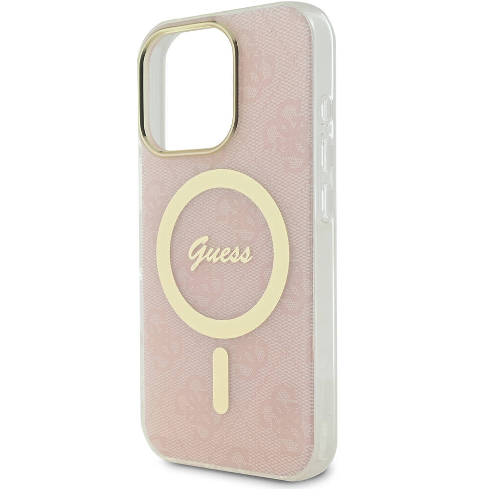 Apple iPhone 16 Pro Max Kılıf Guess Orjinal Lisanslı Magsafe Şarj Özellikli Yazı Logolu 4G Desenli Kapak Kahverengi
