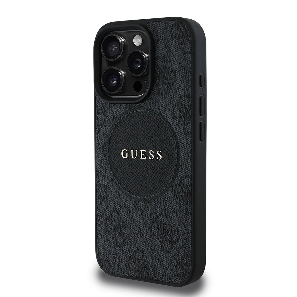 Apple iPhone 16 Pro Max Kılıf Guess Orjinal Lisanslı Magsafe Şarj Özellikli Yazı Logolu Circle Classic Kapak Pembe
