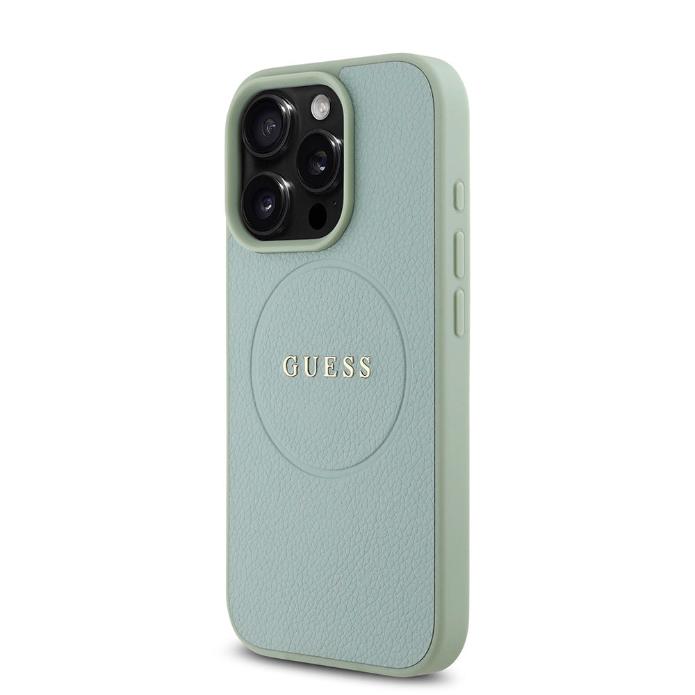 Apple iPhone 16 Pro Max Kılıf Guess Orjinal Lisanslı Magsafe Şarj Özellikli Yazı Logolu Grained Kapak Siyah