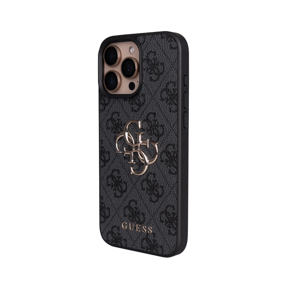 Apple iPhone 16 Pro Max Kılıf Guess Orjinal Lisanslı PU Deri 4G Büyük Metal Logolu Çapraz Vücut Askılı Kapak Siyah