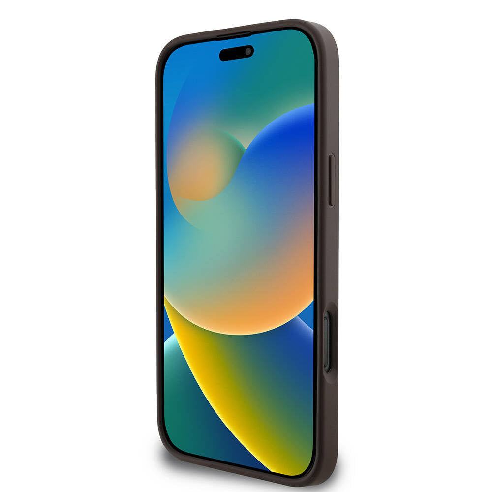 Apple iPhone 16 Pro Max Kılıf Guess Orjinal Lisanslı PU Deri 4G Desenli Metal Büyük 4G ve Yazı Logolu Kapak Pembe