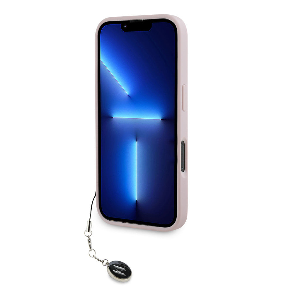 iPhone 16 Pro Max Kılıf Karl Lagerfeld Orjinal Lisanslı Anahtarlıklı Taşlı KL Yazılı Saffiano Rhinestones Kılıf Pembe