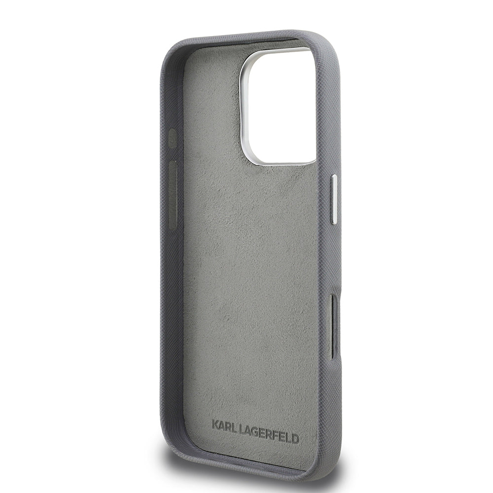 Apple iPhone 16 Pro Max Kılıf Karl Lagerfeld Orjinal Lisanslı K&C Heads Pin Kapak Siyah
