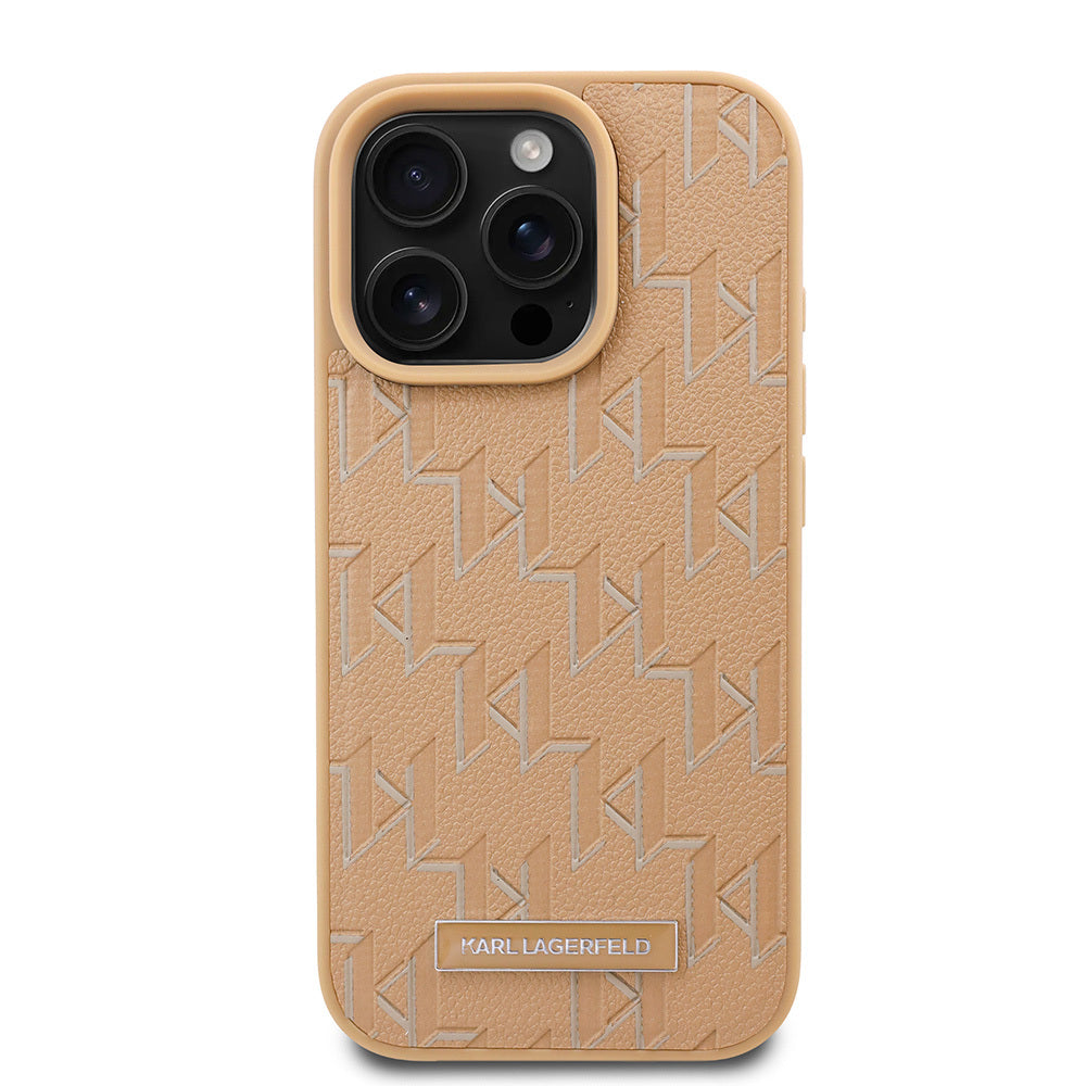 iPhone 16 Pro Max Kılıf Karl Lagerfeld Orjinal Lisanslı Magsafe Şarj Özellikli KL Yazılı Hot Stamp Kılıf Pembe