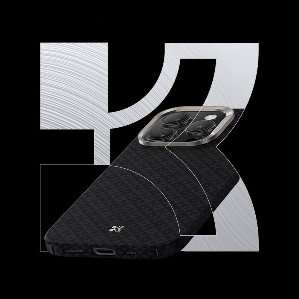 Apple iPhone 16 Pro Max Kılıf M-Safe Şarj Özellikli Benks ArmorAir ArmorGrid Serisi Kevlar Kapak Siyah