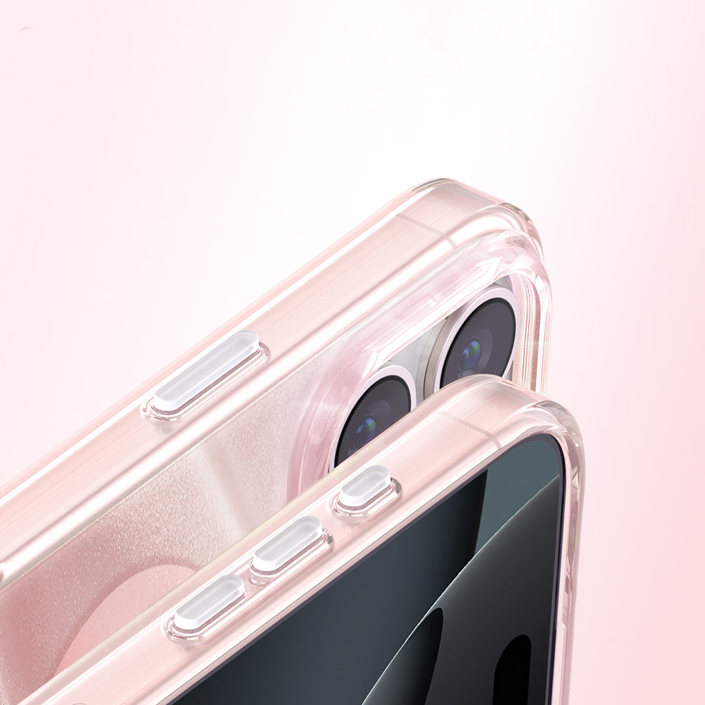 Apple iPhone 16 Pro Max Kılıf M-Safe Şarj Özellikli Orjinal Swarovski Taşlı Zore Paris Rovix Sert PC Kapak Pembe