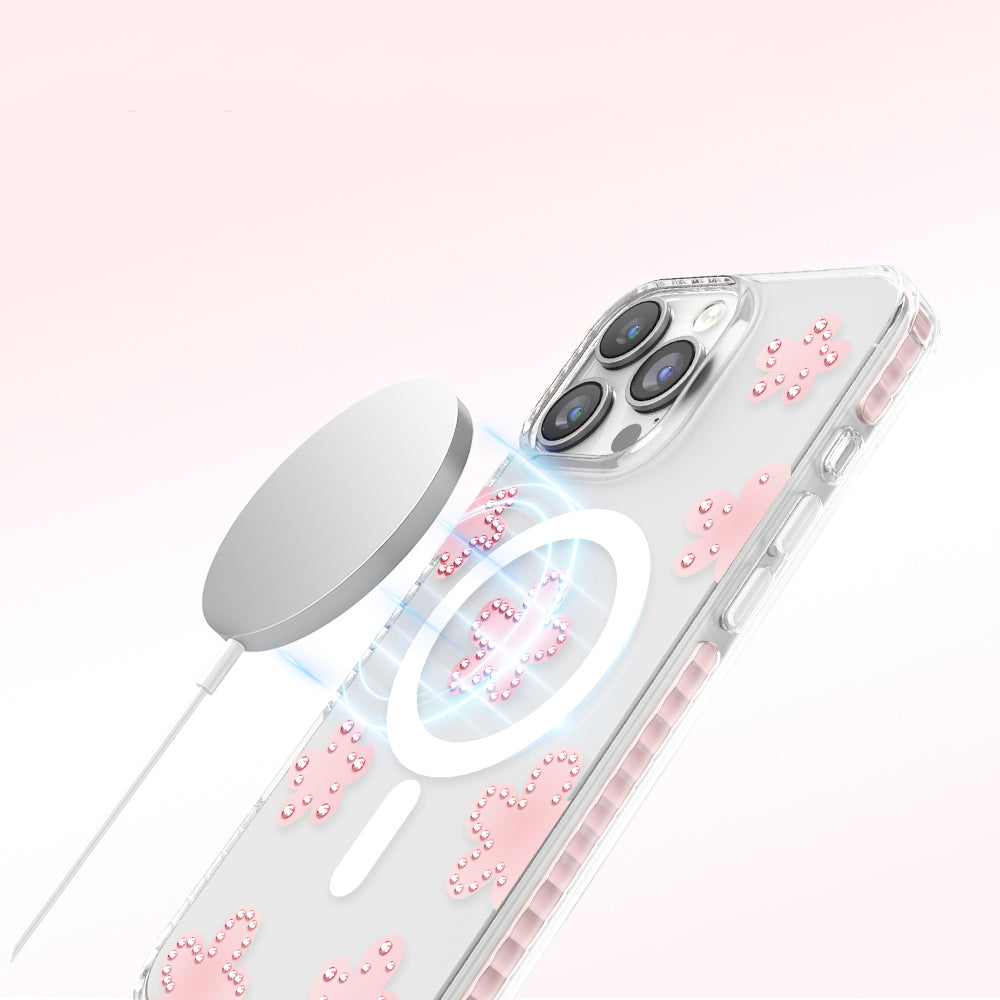 Apple iPhone 16 Pro Max Kılıf M-Safe Şarj Özellikli Zore Paris Elvo Sert PC Kapak Pembe