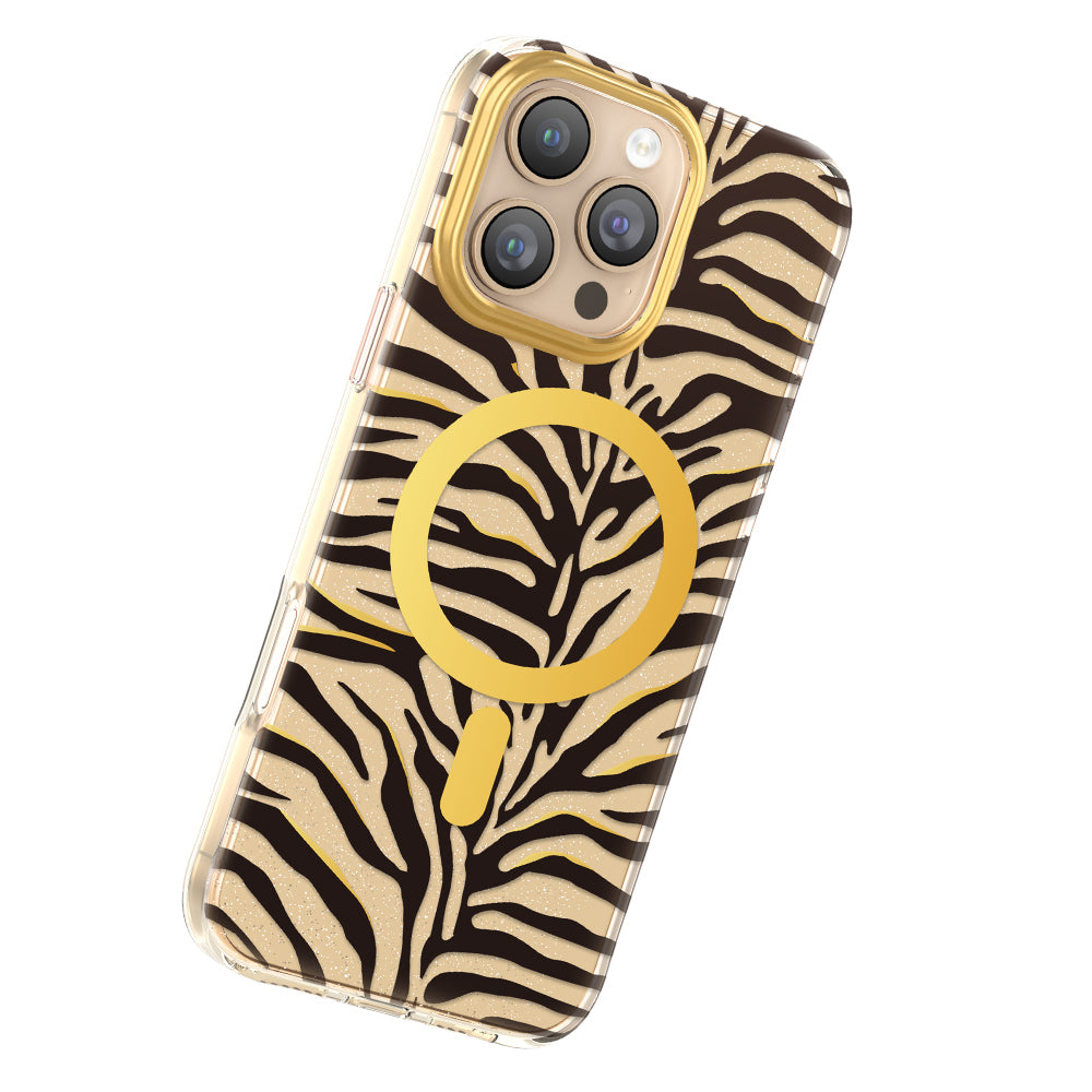 Apple iPhone 16 Pro Max Kılıf M-Safe Şarj Özellikli Zore Paris Veyro TPU Kapak Gold