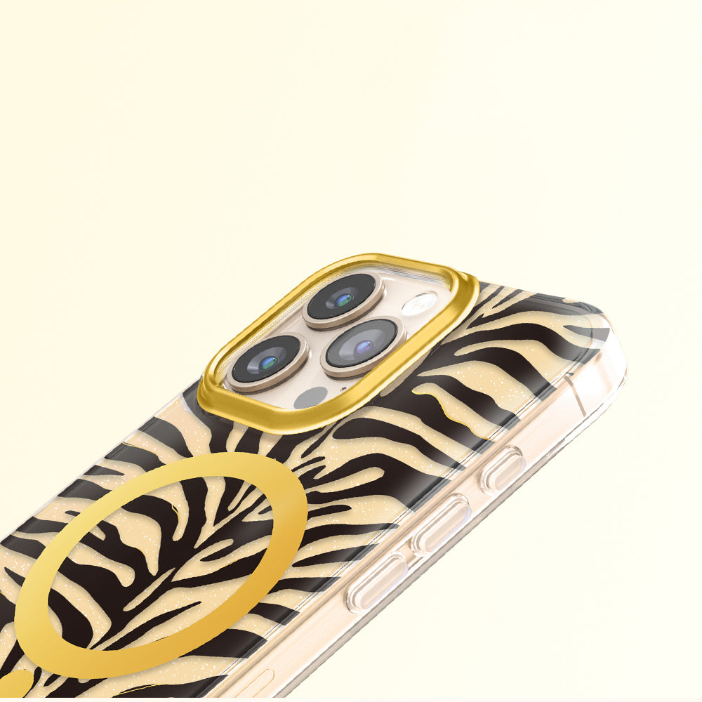 Apple iPhone 16 Pro Max Kılıf M-Safe Şarj Özellikli Zore Paris Veyro TPU Kapak Gold