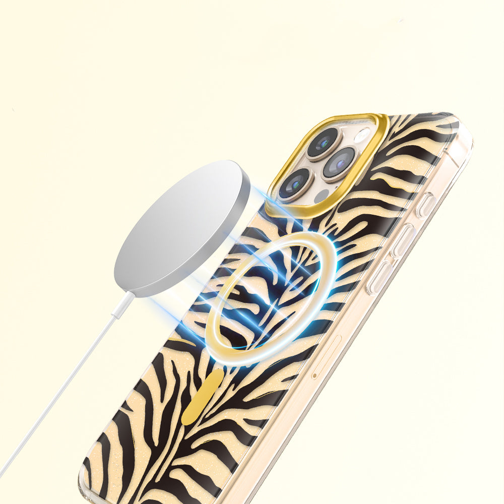 Apple iPhone 16 Pro Max Kılıf M-Safe Şarj Özellikli Zore Paris Veyro TPU Kapak Gold