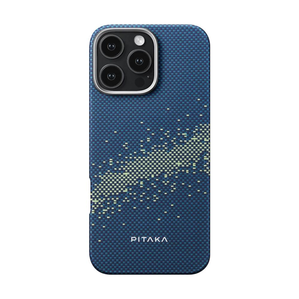 iPhone 16 Pro Max Kılıf Magsafe Şarj Özellikli Aramid Fiber Pitaka Tactile Woven Starpeak Serisi Milky Way Galaxy Kılıf Mavi