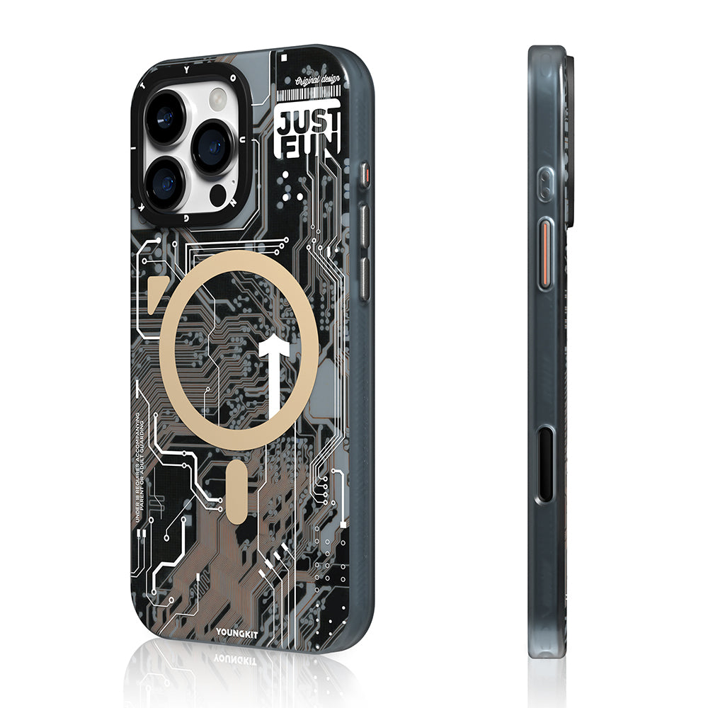 Apple iPhone 16 Pro Max Kılıf Magsafe Şarj Özellikli Kamera Denetim Butonlu Youngkit Technology Serisi Kapak Gold