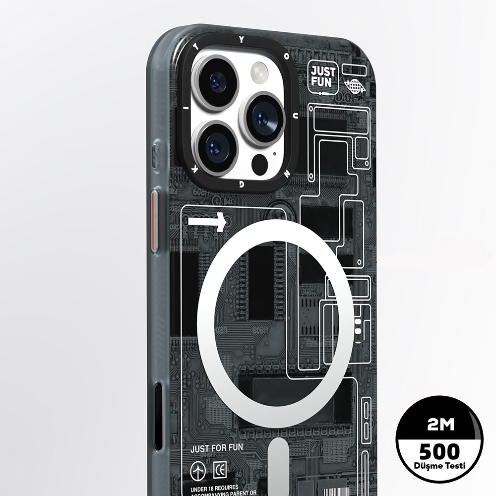 Apple iPhone 16 Pro Max Kılıf Magsafe Şarj Özellikli Kamera Denetim Butonlu Youngkit Technology Serisi Kapak Mavi