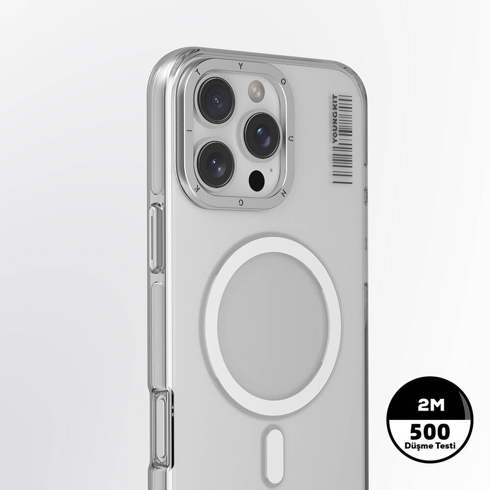 iPhone 16 Pro Max Kılıf Magsafe Şarj Özellikli Şeffaf Youngkit Crystal Shield Serisi Kılıf Siyah