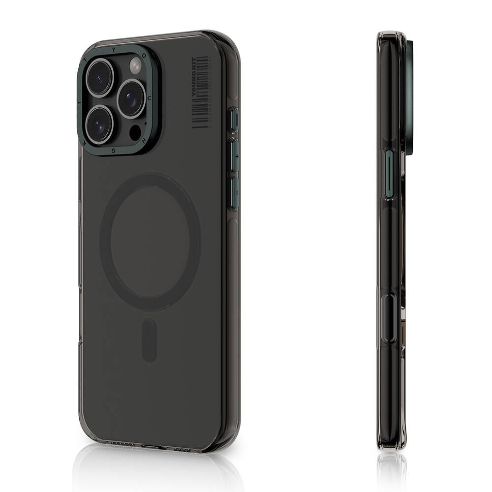 iPhone 16 Pro Max Kılıf Magsafe Şarj Özellikli Şeffaf Youngkit Crystal Shield Serisi Kılıf Siyah