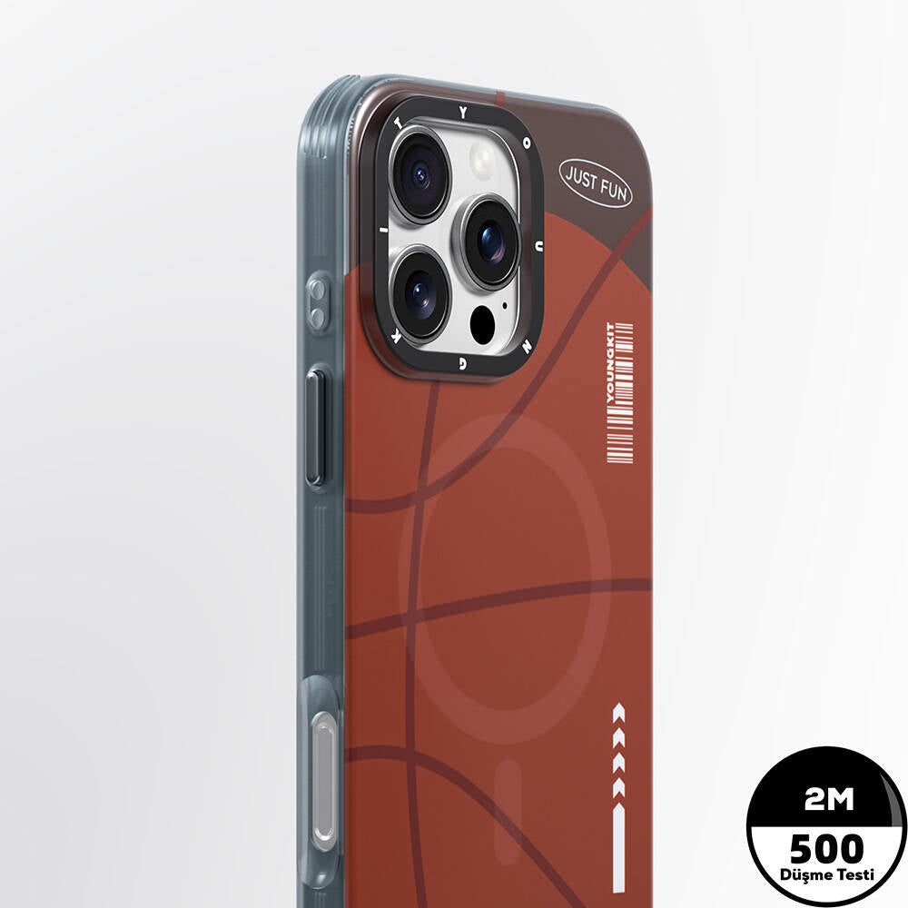 iPhone 16 Pro Max Kılıf Magsafe Şarj Özellikli Spor Tasarımlı Youngkit Dynamic Serisi Kılıf Kahverengi