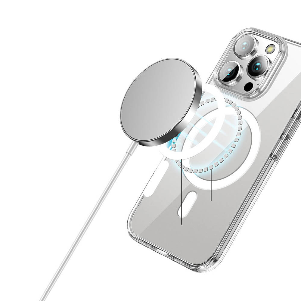iPhone 16 Pro Max Kılıf Magsafe Şarj Özellikli Transparan Sert PC Wlons Pita Kılıf Şeffaf