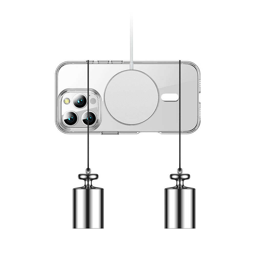 iPhone 16 Pro Max Kılıf Magsafe Şarj Özellikli Transparan Sert PC Wlons Pita Kılıf Şeffaf