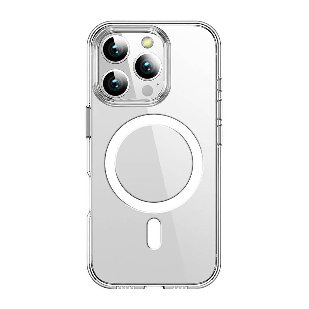 iPhone 16 Pro Max Kılıf Magsafe Şarj Özellikli Transparan Sert PC Wlons Pita Kılıf Şeffaf