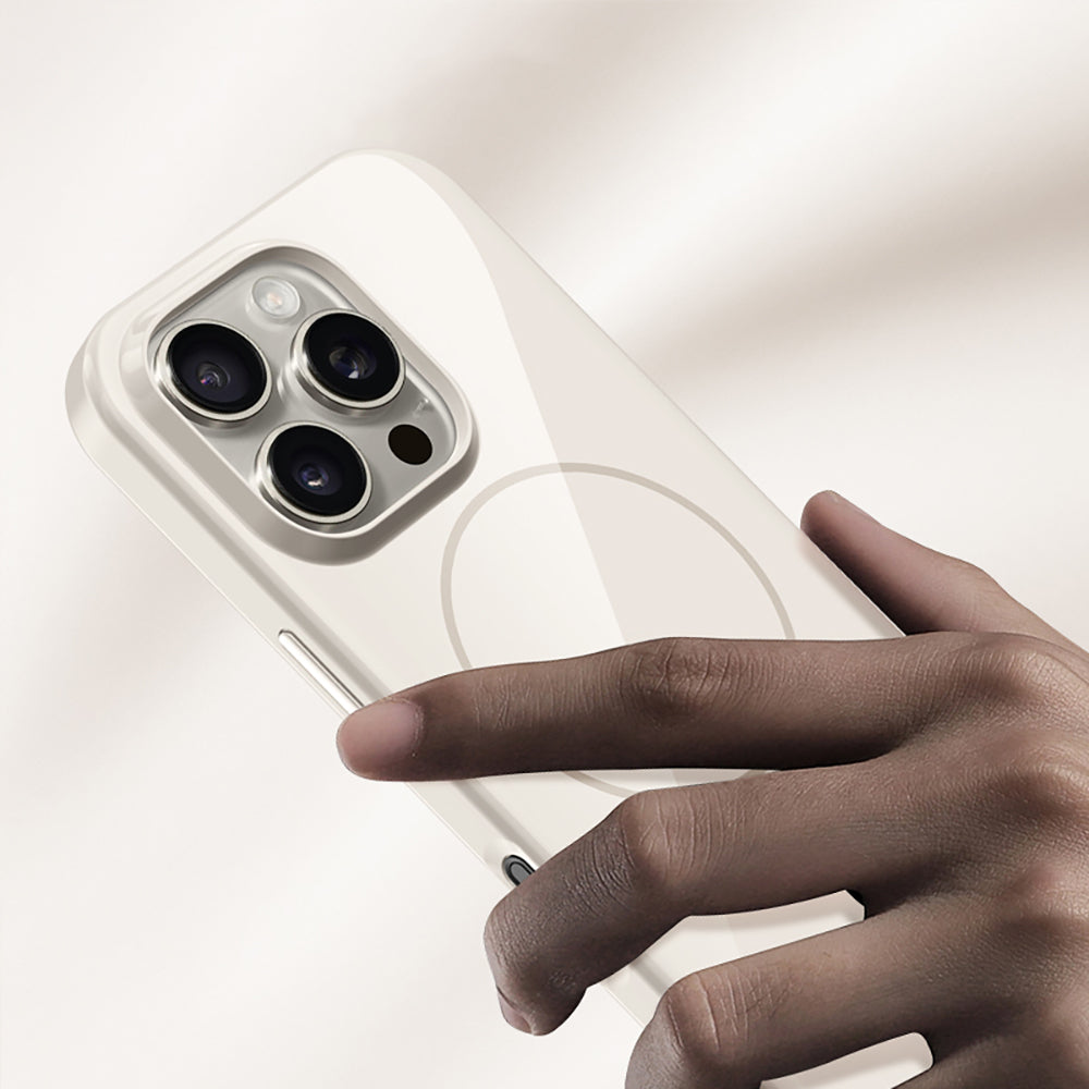 Apple iPhone 16 Pro Max Kılıf Magsafe Şarj Özellikli Wlons Frego Kapak Krem
